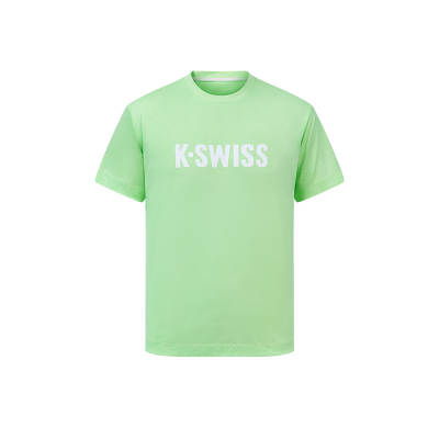 K·SWISS T Shirts Unisex Green Crew Neck Thin
