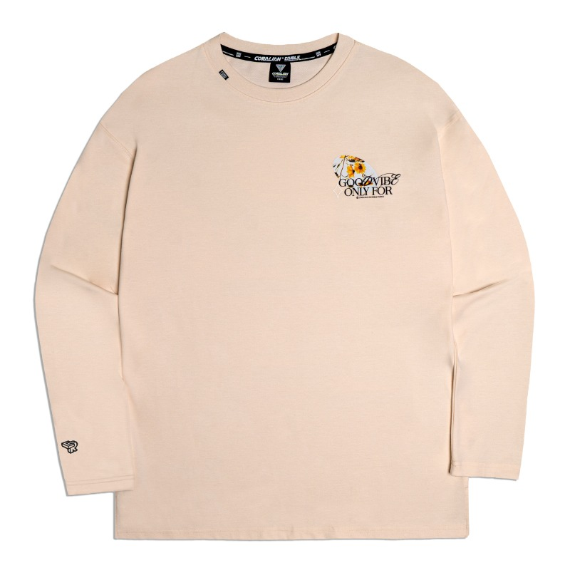 CORALIAN T Shirts Unisex Ecru Crew Neck Moderate Straight Fit