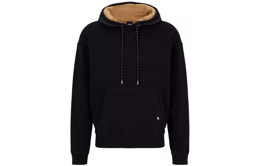 HUGO BOSS Sweatshirts Men's Black Hooded Moderate