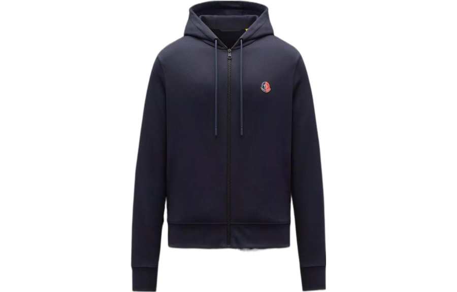 Moncler SS22 Sweatshirts Men's Navy Blue Hooded Moderate Cardigan