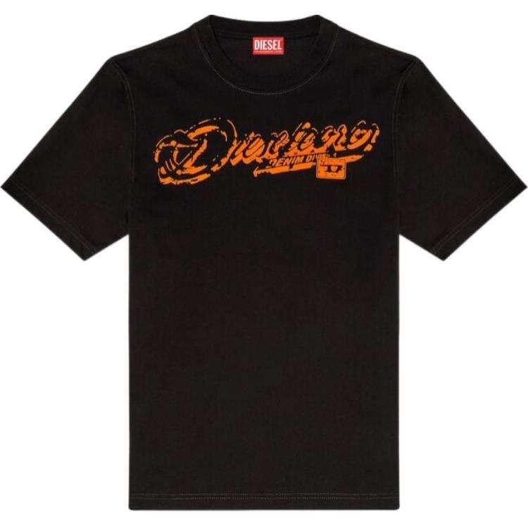 DIESEL DIESEL Distressed Flocked Logo T Shirt