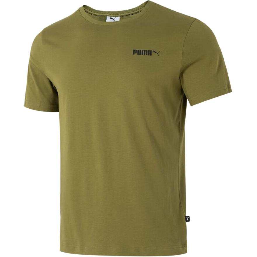 PUMA T Shirts Men's Olive Green Crew Neck Moderate
