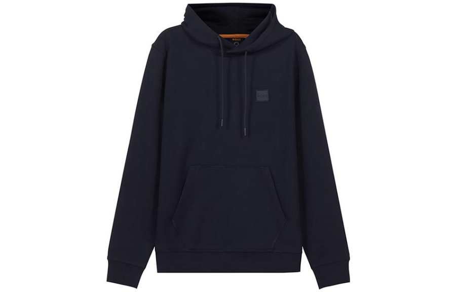 HUGO BOSS Sweatshirts Men's Dark Blue Hooded Moderate Regular