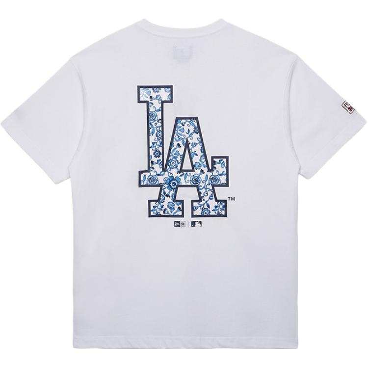 New Era x MLB Blue And White Porcelain Collection T Shirt Couple, Trendy And Versatile Unisex Gift Box Set Included