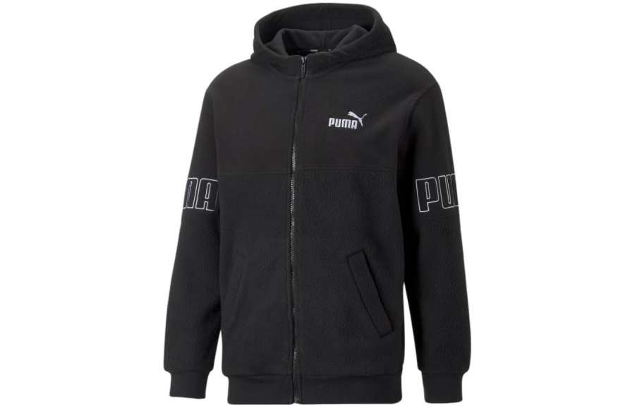 PUMA Sweatshirts Men's Black Hooded Moderate Cardigan