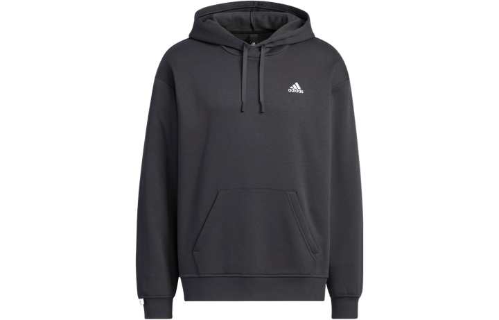 Adidas Adidas Solid Color Brand Logo Kangaroo Pocket Long Sleeved Thickened And Fleece Lined Sweatshirt Unisex Black