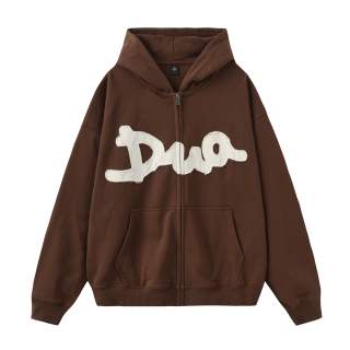 Duamin Sweatshirts Unisex Umber Hooded Moderate Cardigan