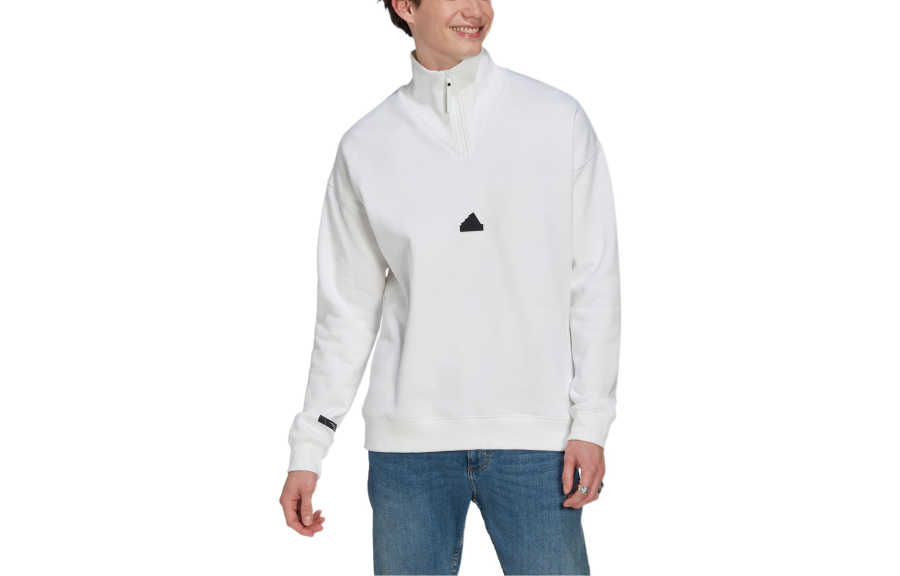 Adidas Adidas Sweatshirts Men's White Stand Collar Moderate Regular