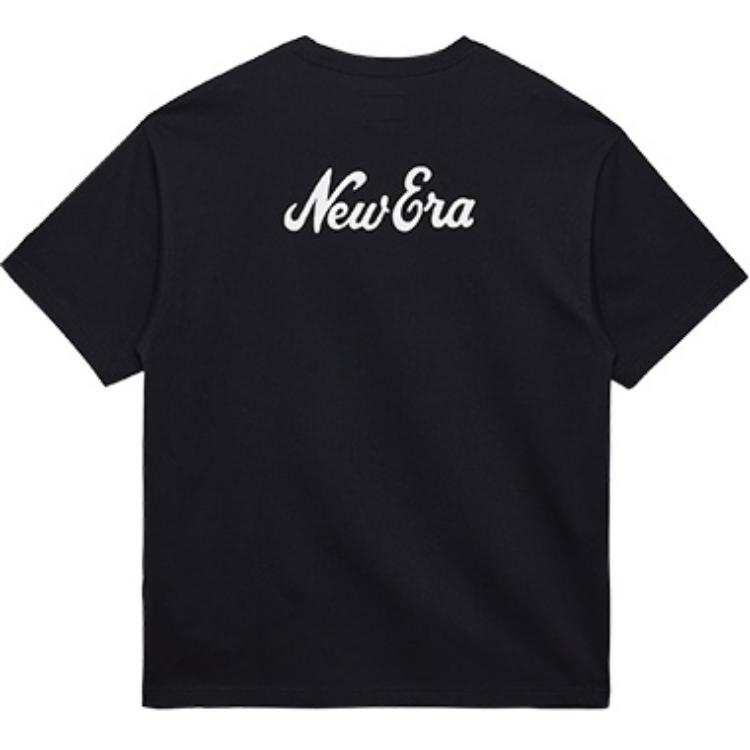 New Era T Shirts Men's Black Crew Neck Moderate Straight Fit