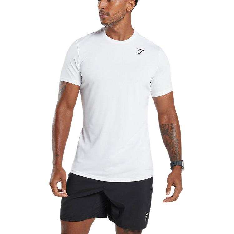 GYMSHARK T Shirts Men's White Crew Neck Moderate Straight Fit