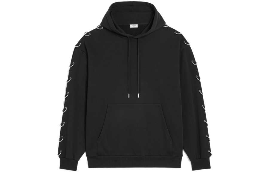 CELINE CELINE Sweatshirts Men's Black Hooded Moderate Regular