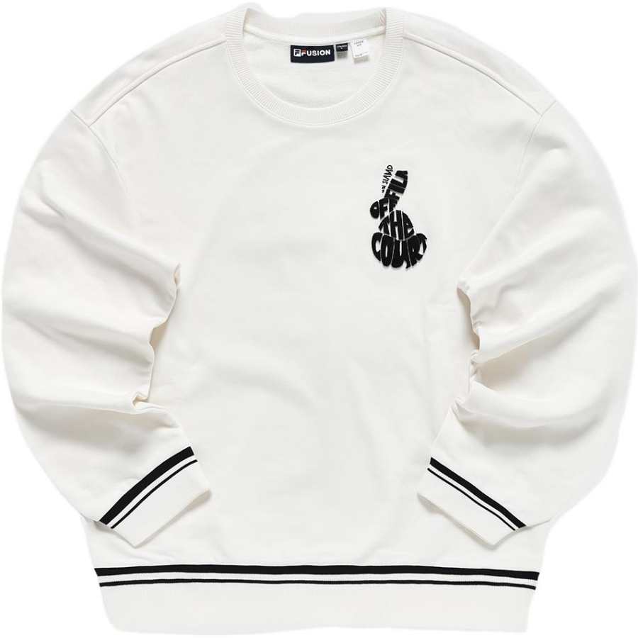 FILA FUSION CNY Fusion Sweatshirts Men's White Crew Neck Moderate Regular