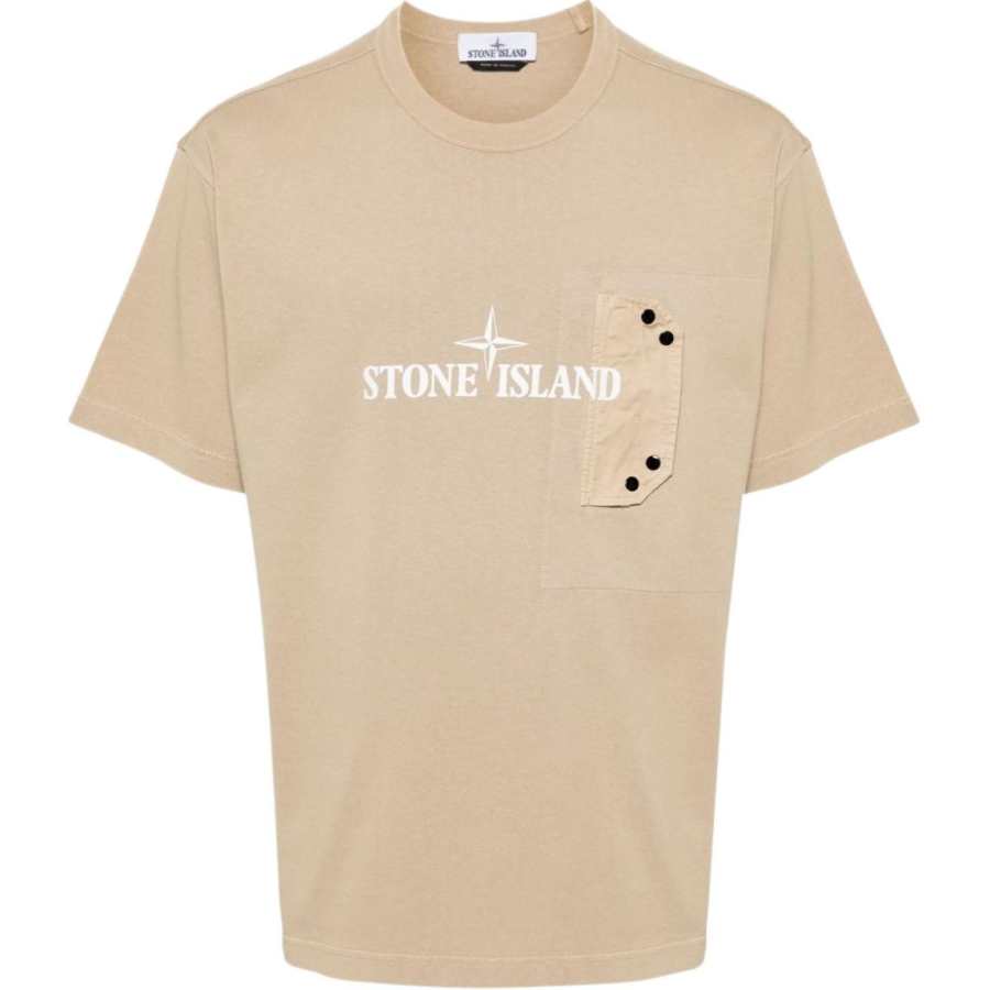 STONE ISLAND Logo Printed Crewneck T Shirt