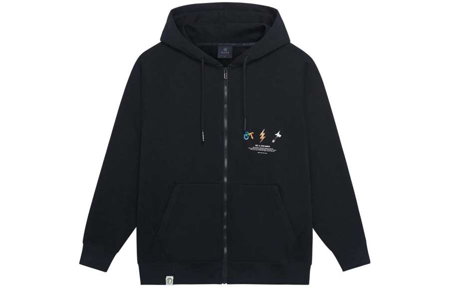 Li-Ning Li Ning Sweatshirts Unisex Black Hooded Moderate Cardigan