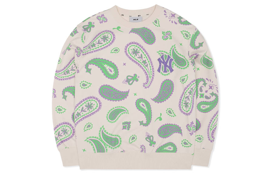 MLB Cashew Flower Sweatshirts Unisex Cream Crew Neck Moderate