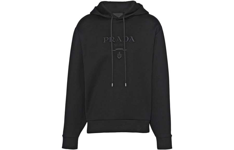 PRADA PRADA Sweatshirts Men's Black Hooded Moderate Regular