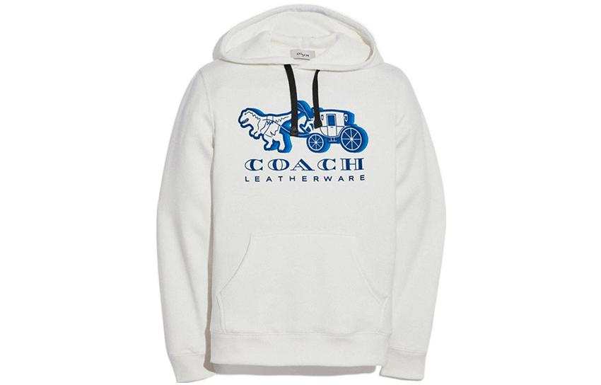 COACH COACH Sweatshirts Men's White Hooded Moderate Regular