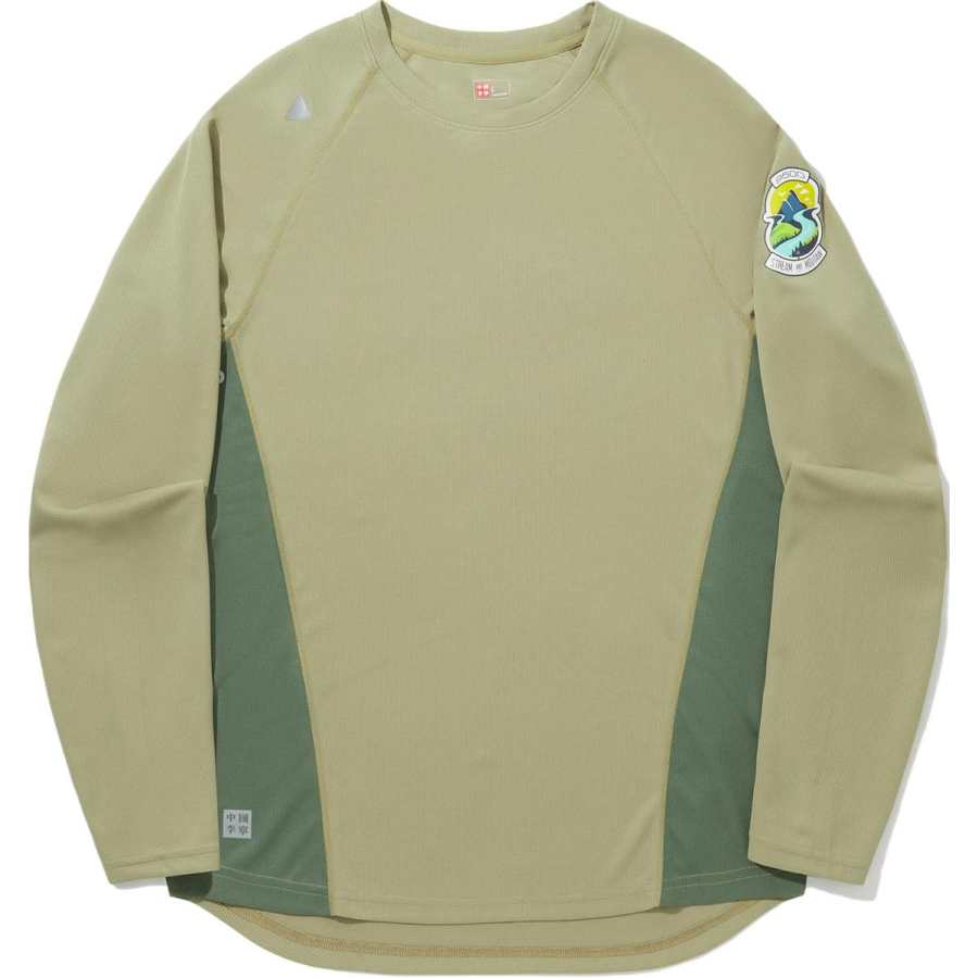 Li-Ning Li Ning T Shirts Unisex Khaki Crew Neck Moderate Straight Fit