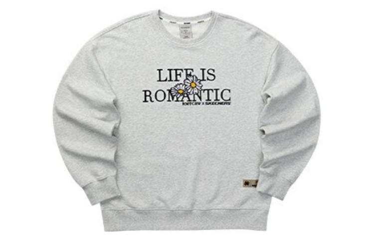Skechers Romantic Crown Sweatshirts Unisex 02F0/Beige Gray Crew Neck Moderate Regular