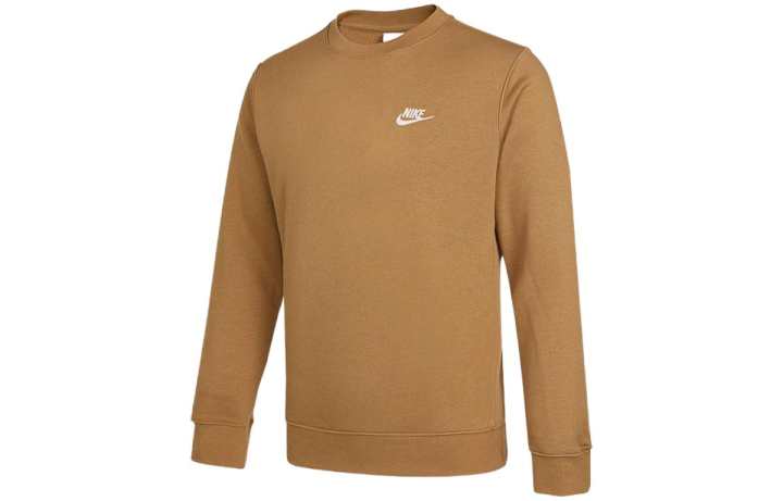 Nike Nike Sports Comfortable Versatile Pullover Fleece Lined Long Sleeved Sweatshirt Men's Coffee