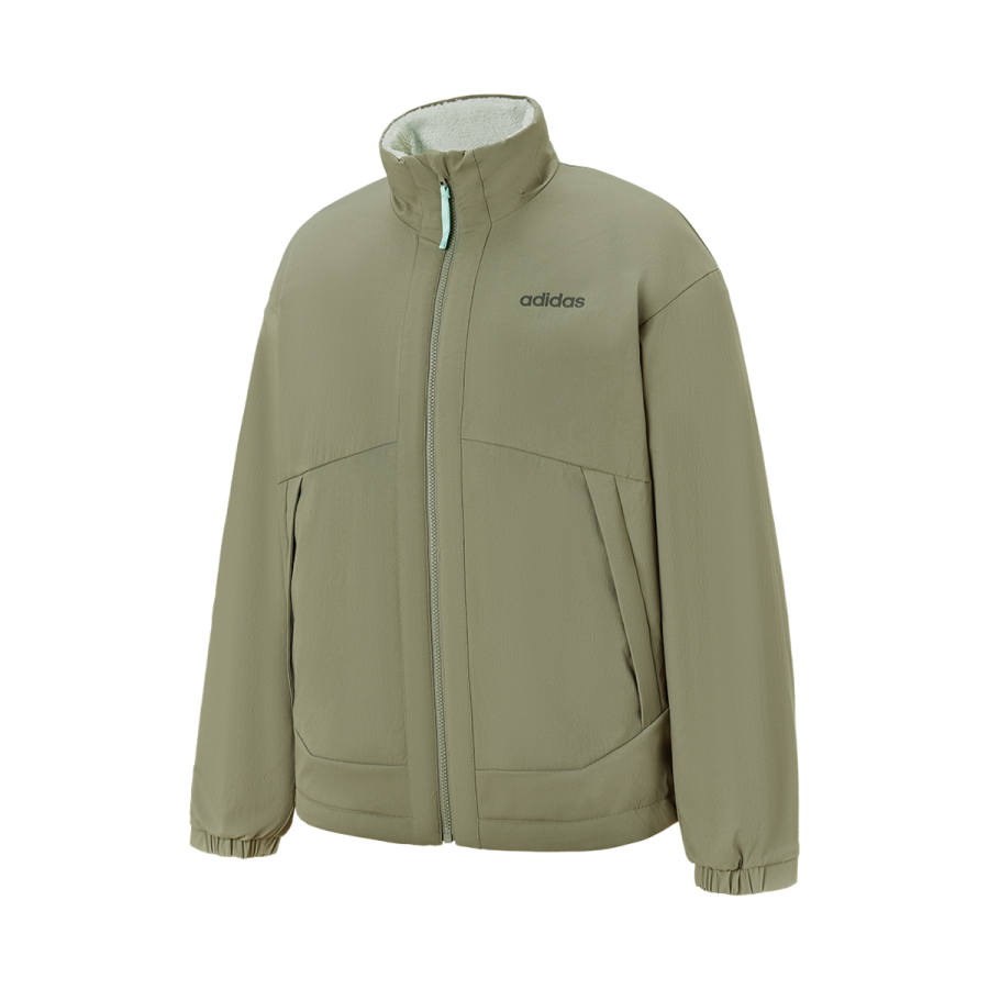 Adidas Adidas Jackets Unisex Green Stand Collar Fleece Lined Reversible