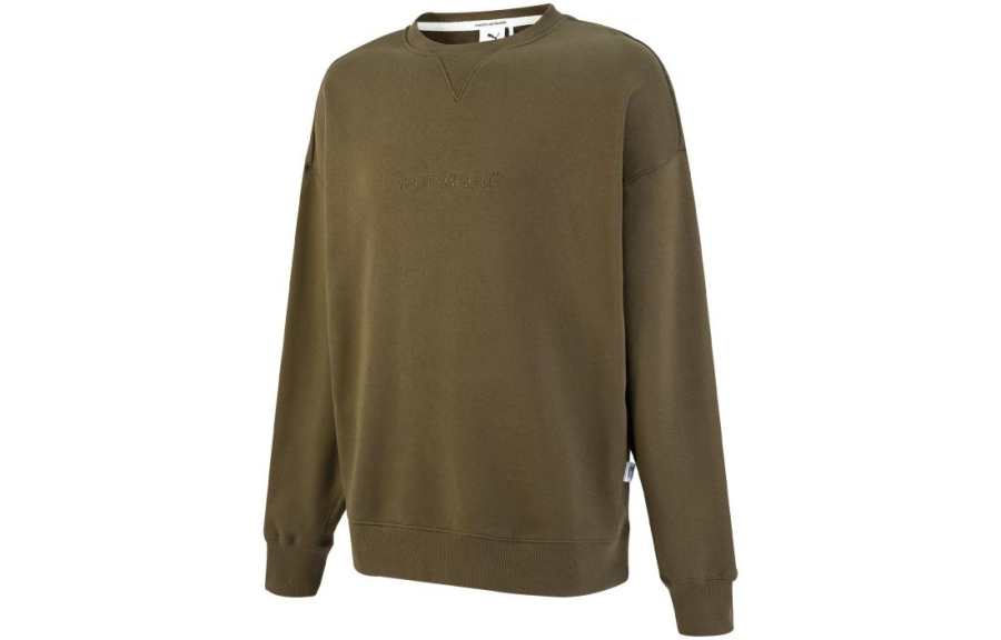 PUMA MMQ Sweatshirts Unisex Dark Green Crew Neck Moderate Regular