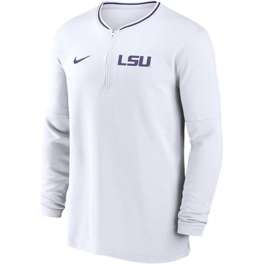 Nike Nike Lsu Tigers Sideline Coach Men's Nike Dri FIT College 1/2 Zip Long Sleeve Top