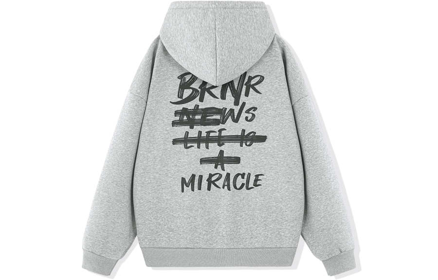 BRNR Letter Thickened And Fleece Lined Sweatshirt Unisex Heather Gray