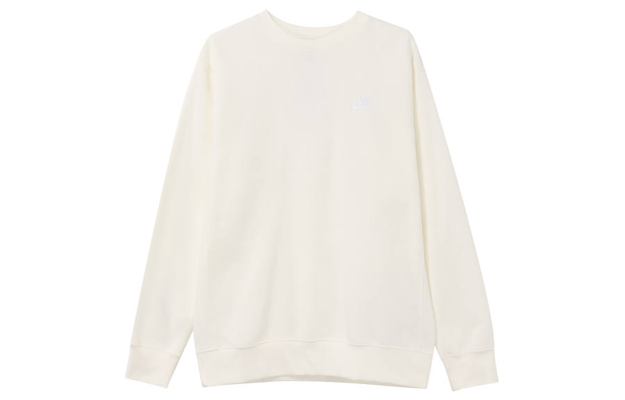 Nike Nike Sportswear Club Fleece Solid Color Crew Neck Casual Fleece Lined Without Hood Sweatshirt Men's Sail White