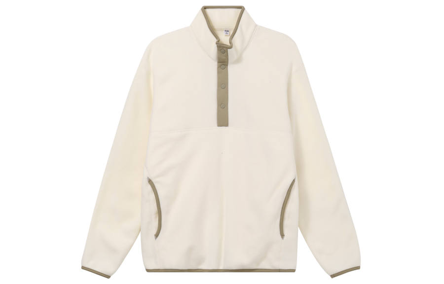 UNIQLO Sweatshirts Men's Ivory Half Open Collar Moderate Other