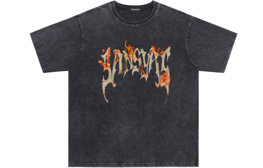 SANSYAS T Shirts Unisex Black Crew Neck Moderate Heavyweight