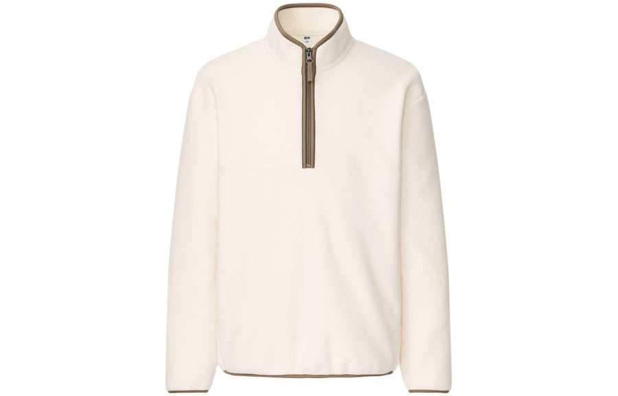 UNIQLO Sweatshirts Men's Ivory Stand Collar Thickened Other