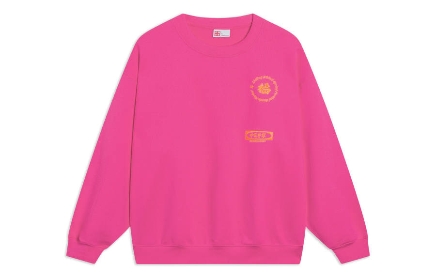 Li-Ning Li Ning China Li Ning Sweatshirts Unisex Vibrant Pink Crew Neck Moderate Regular