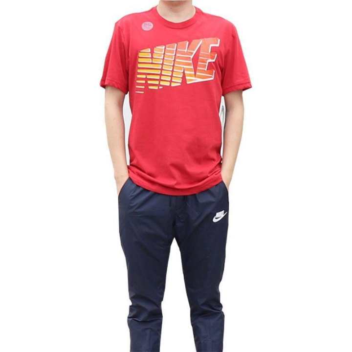 Nike Nike T Shirts Men's Red Crew Neck Thin Straight Fit