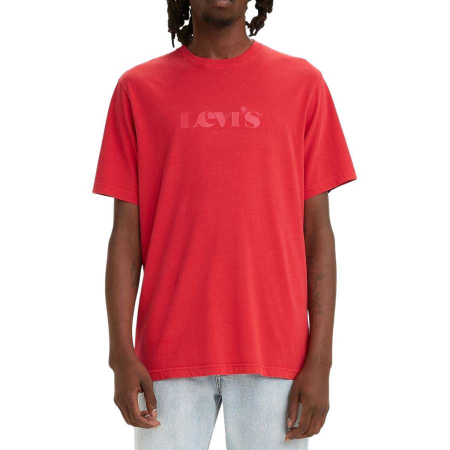 Levis T Shirts Men's Red Crew Neck Moderate Straight Fit