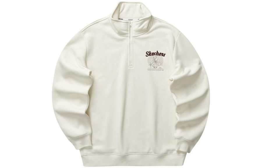 Skechers Sweatshirts Unisex Butter Ecru Polo Collar Moderate Regular