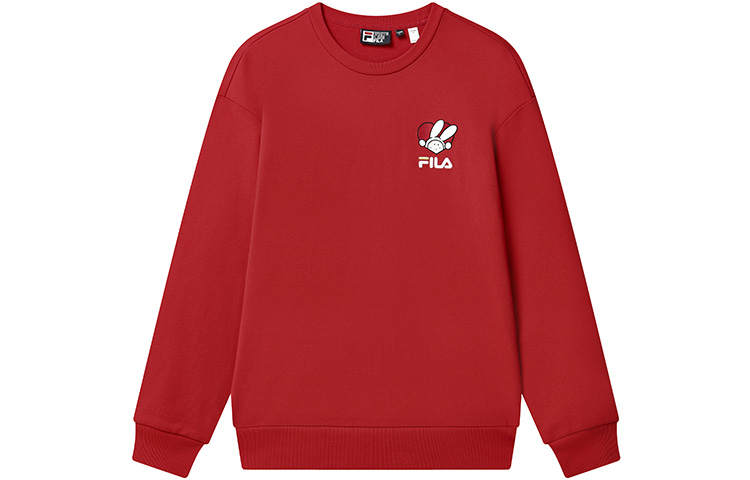 FILA CNY X Buer Rabbit Sweatshirts Unisex Red Crew Neck Moderate Regular
