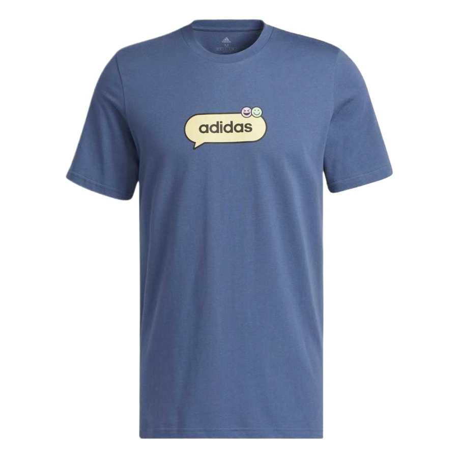 Adidas Adidas T Shirts Men's Blue Crew Neck Moderate Straight Fit