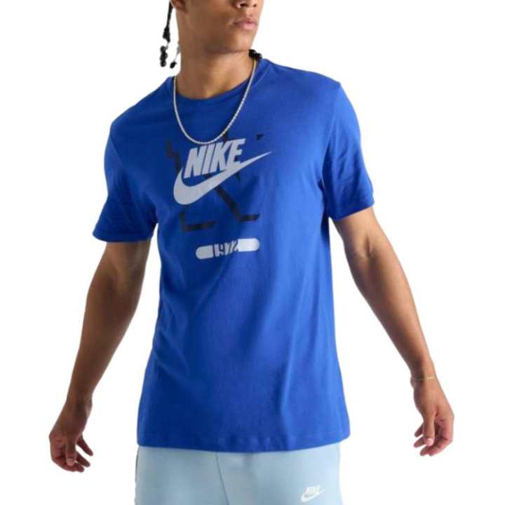 Nike Nike T Shirts Men's Blue Crew Neck Moderate Straight Fit