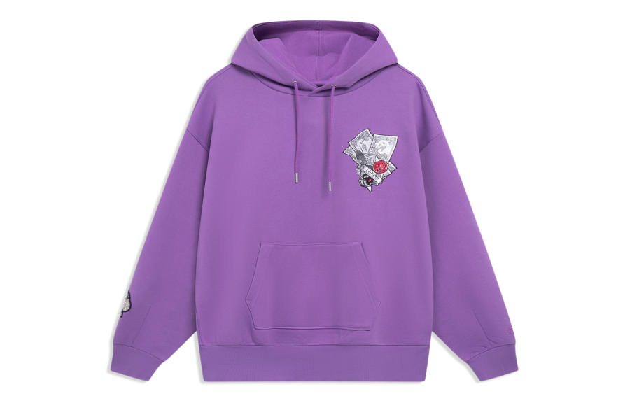 Li-Ning Li Ning Sweatshirts Unisex Berry Purple Hooded Moderate Regular