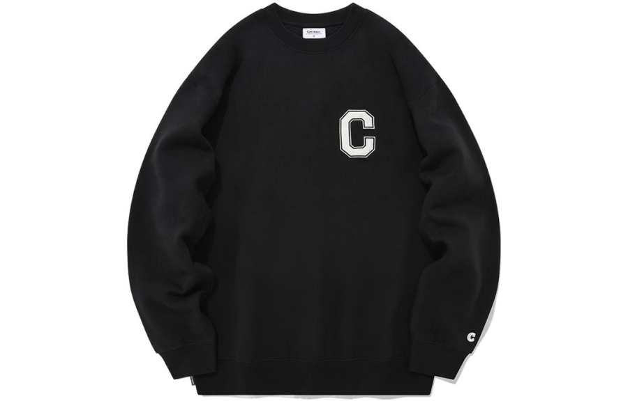 COVERNAT FW22 Classic C Logo Trendy Brand Fleece Lined Sweatshirt Fall Unisex Black