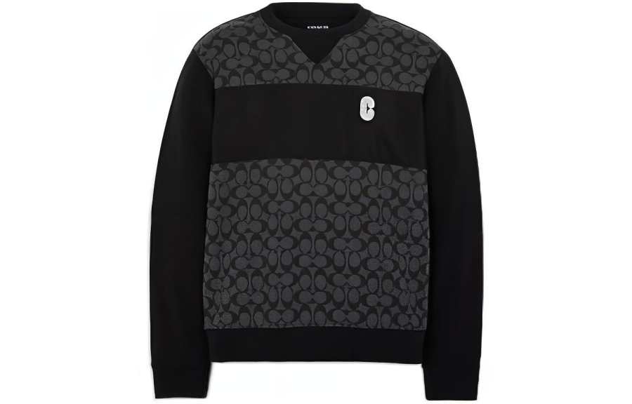 COACH Sweatshirts Men's Black Crew Neck Moderate Regular