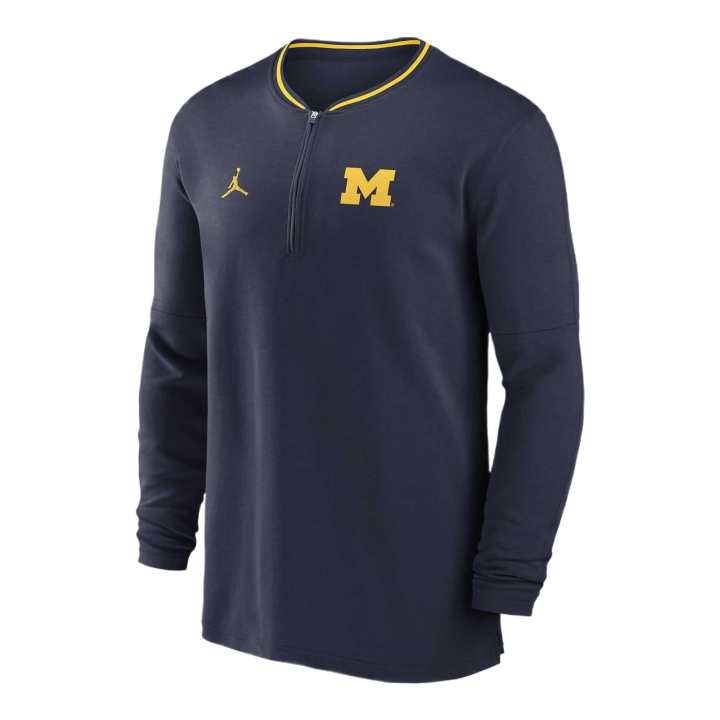 Jordan Jordan Michigan Wolverines Sideline Coach Men's Jordan Dri FIT College 1/2 Zip Long Sleeve Top
