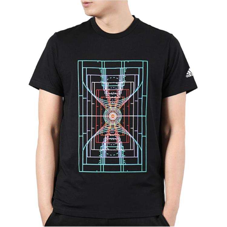 Adidas Adidas T Shirts Men's Black Crew Neck Moderate Straight Fit
