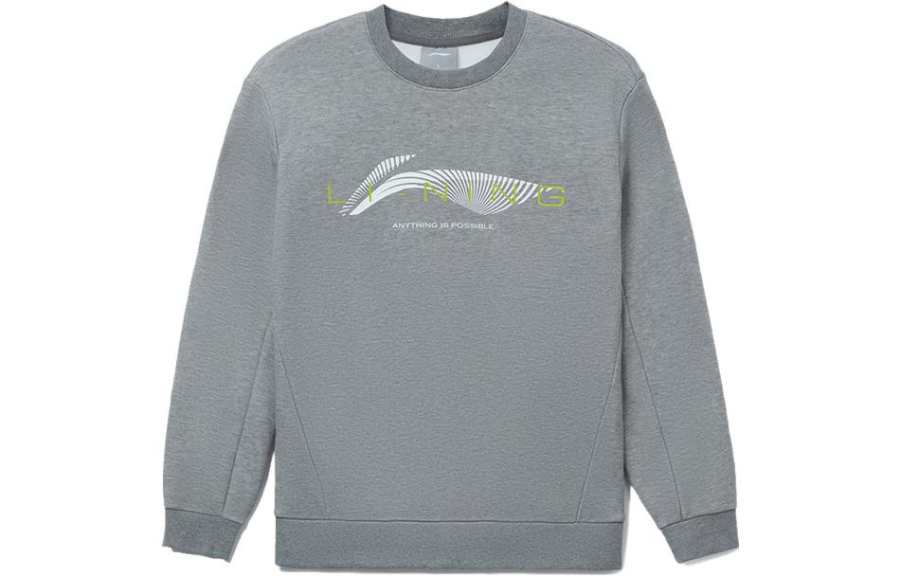 Li-Ning Li Ning Sports Life Collection Sweatshirts Unisex Gray Crew Neck Thickened Regular
