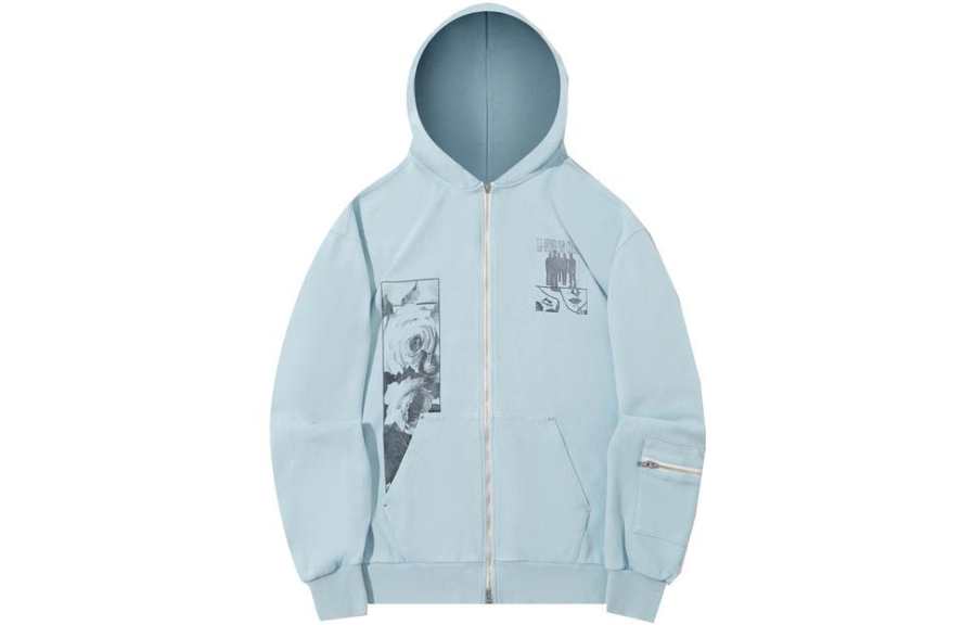 Li-Ning Li Ning Sweatshirts Unisex Forget Me Not Blue Hooded Moderate Regular