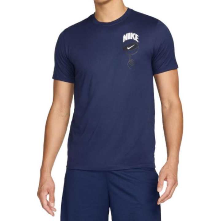 Nike Nike T Shirts Men's Marine Blue Crew Neck Moderate Straight Fit