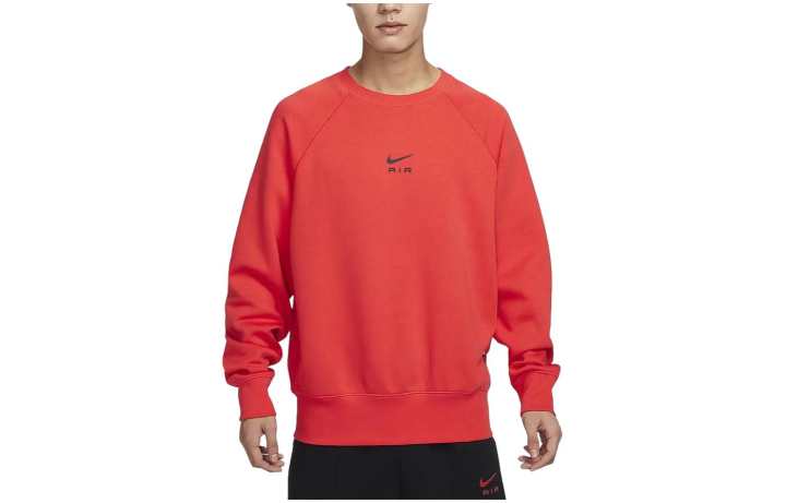 Nike Nike Air Solid Color Crew Neck Fleece Lined Casual Loose Fit Sweatshirt Men's Light Red