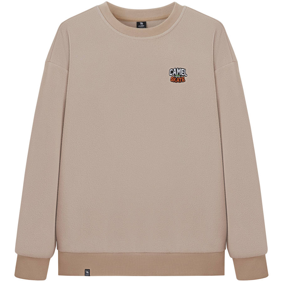 CAMEL CAMEL Urban Techwear Collection, Solid Color Versatile Casual Fleece Lined Pullover Long Sleeved Sweatshirt Unisex