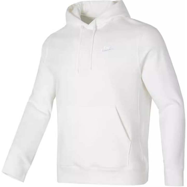 Nike Nike Sportswear Club Fleece Solid Color Hooded Fleece Lined Casual Sweatshirt Men's Sail White